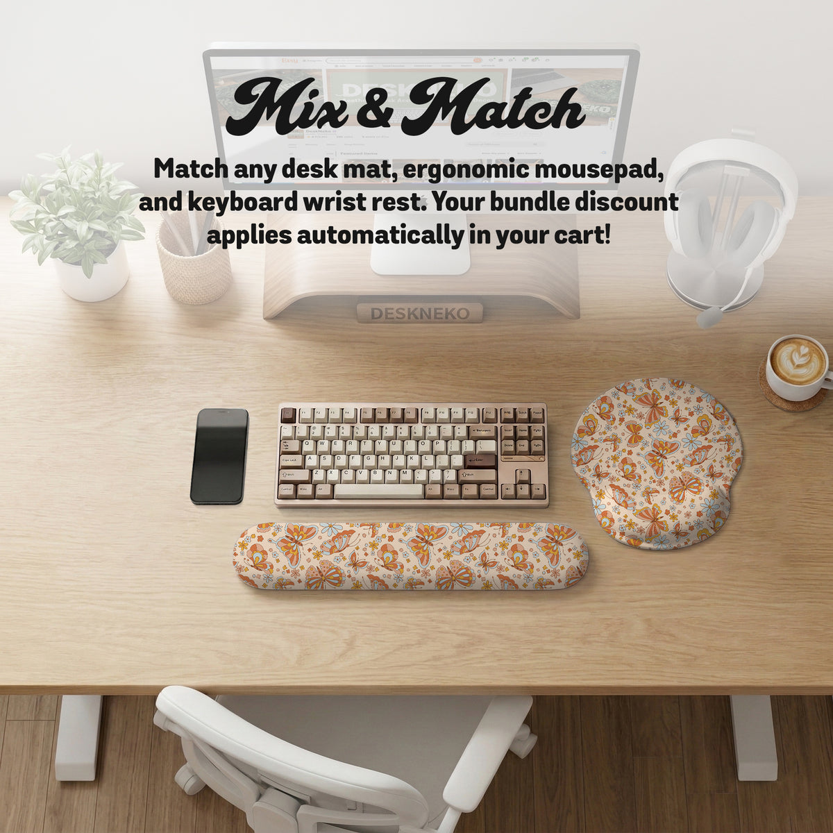 Retro butterfly mousepad wrist rest