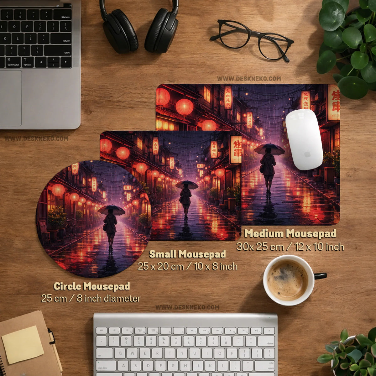 Lofi anime desk mat XXL extended japanese rainy street
