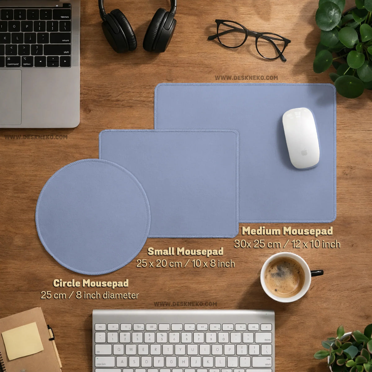 Soft blue ergonomic mousepad with wrist rest for desk setup
