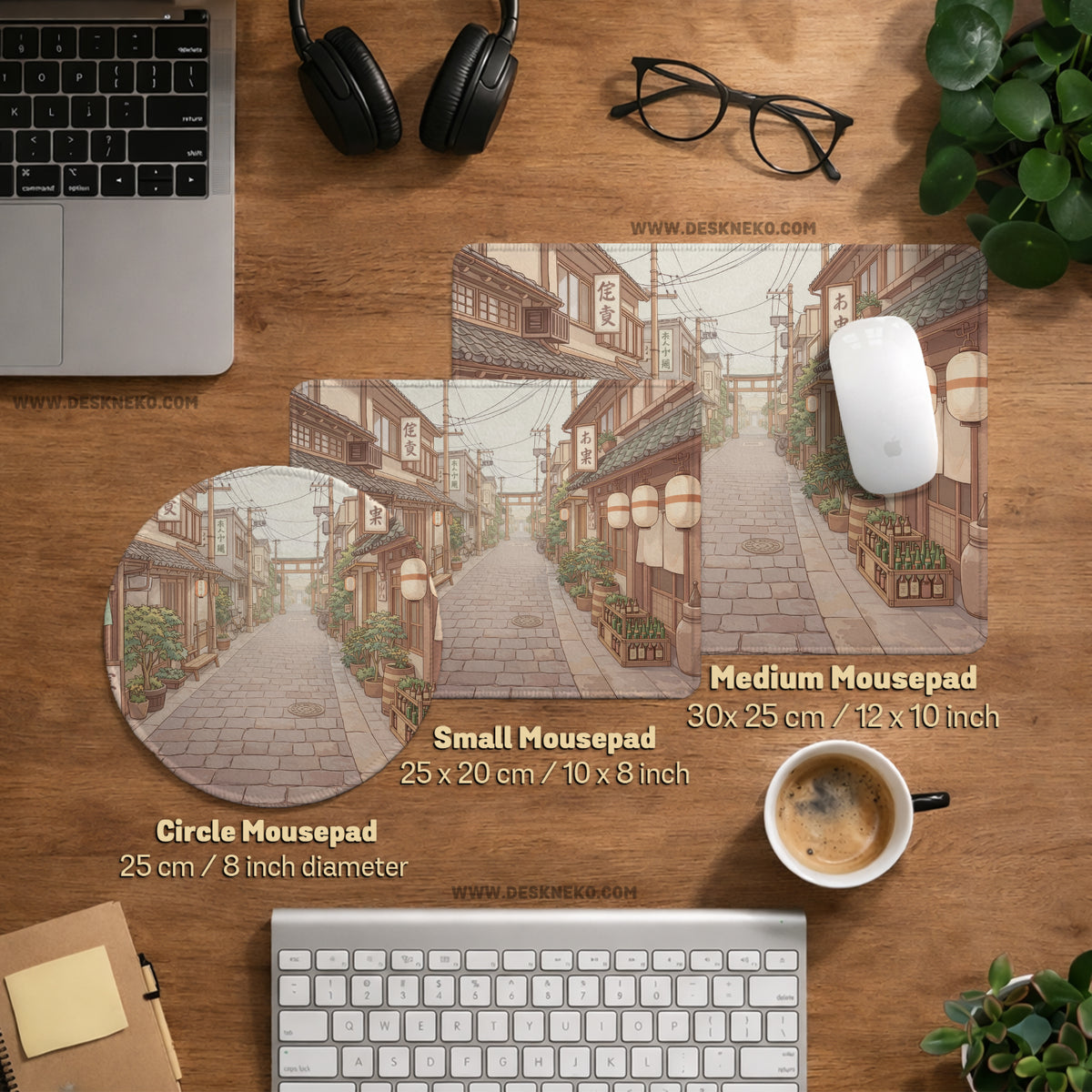 Beige japandi desk mat mousepad