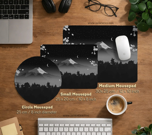 Black mount fuji desk mat