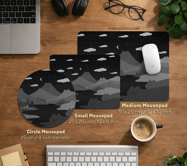 Midnight cat mountains mousepad