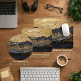 Black gold abstract mountain desk mat & mousepad