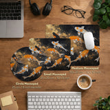 Black gold koi desk mat mousepad