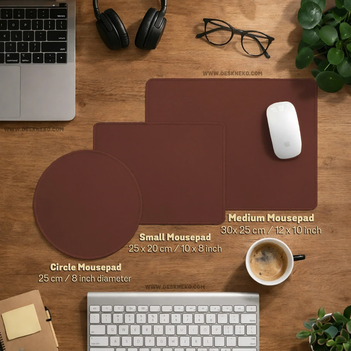 Ergonomic mahogany mousepad with wrist rest for office and gaming