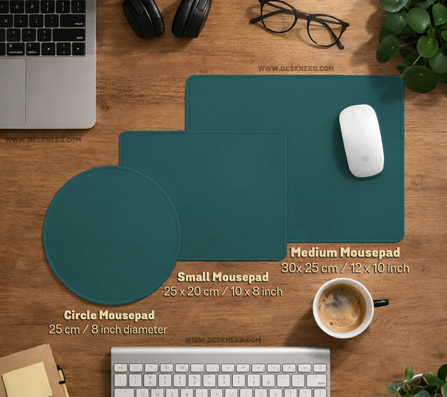 Transformative teal desk mat mousepad, minimal solid color decor