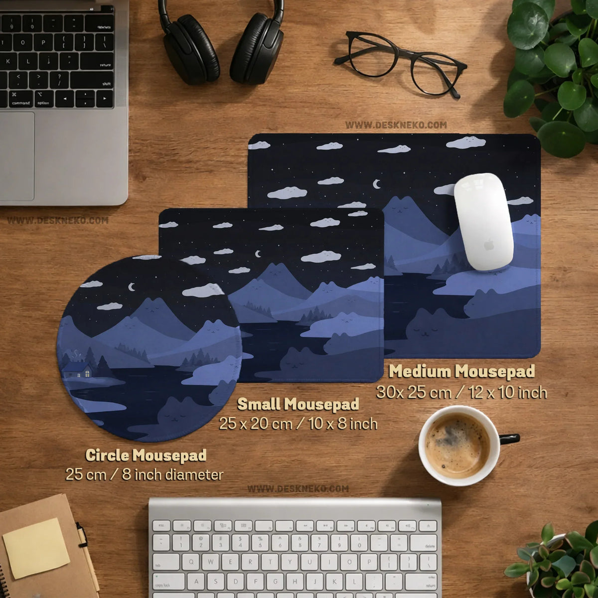Navy blue mousepad with cat shaped hills
