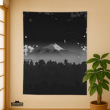 Black mount fuji wall tapestry