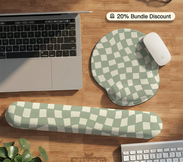Sage checkered ergonomic wrist rest