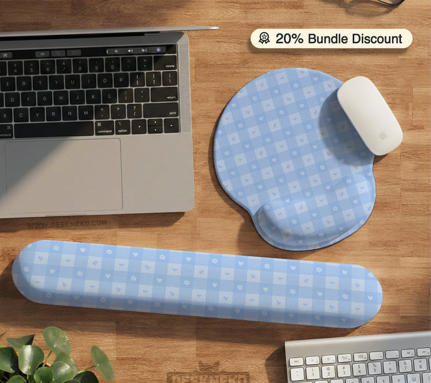 Blue gingham ergonomic wrist rest