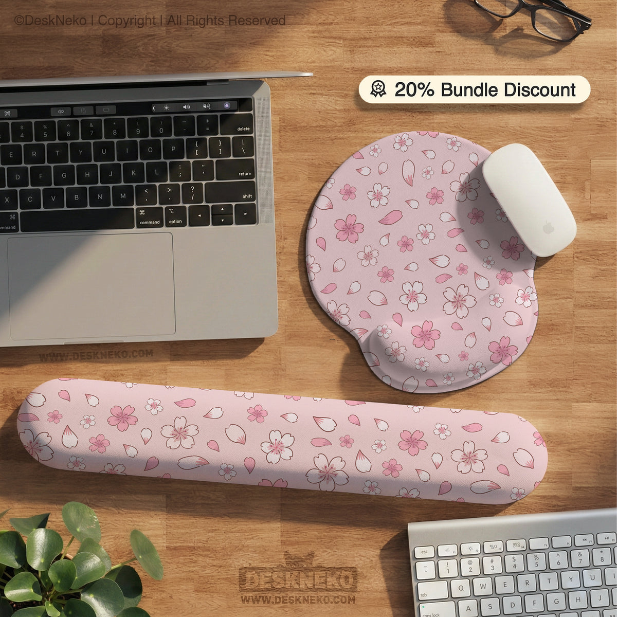 Pink cherry blossom wrist rest