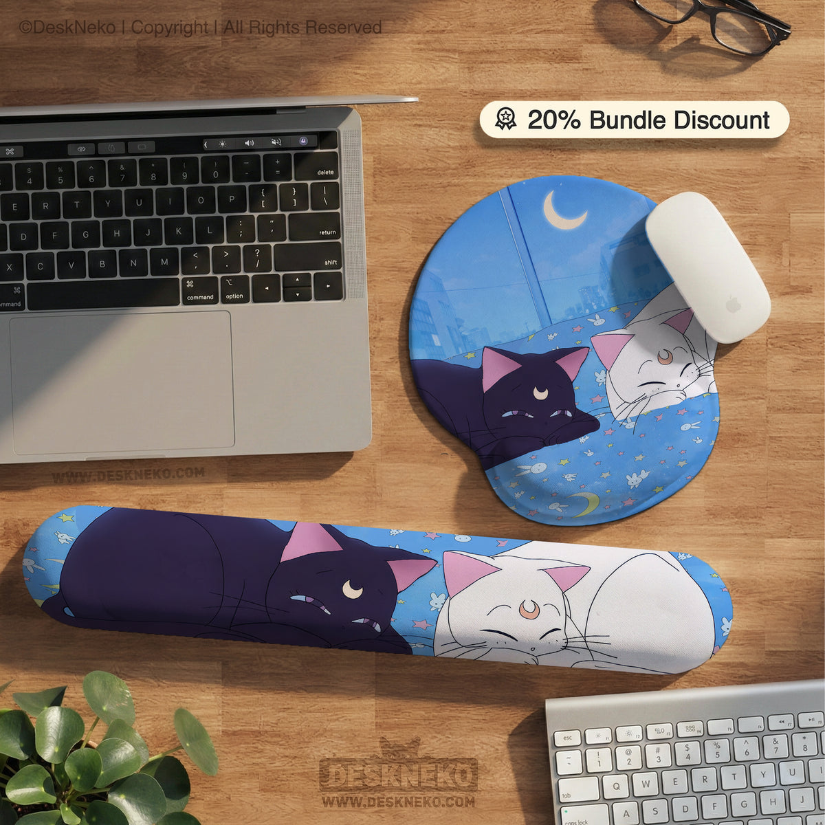 Blue anime aesthetic desk mat mousepad