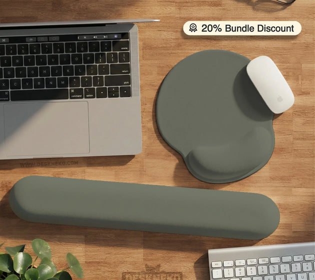 Eucalyptus ergonomic mousepad, sage green wrist rest desk setup