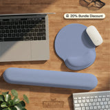 Soft blue ergonomic mousepad with wrist rest for desk setup