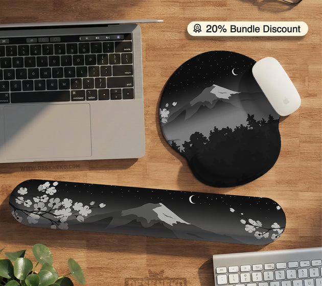 Black mount fuji ergonomic mousepad