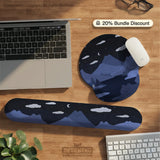 Navy blue mousepad wrist rest with cat shaped hills