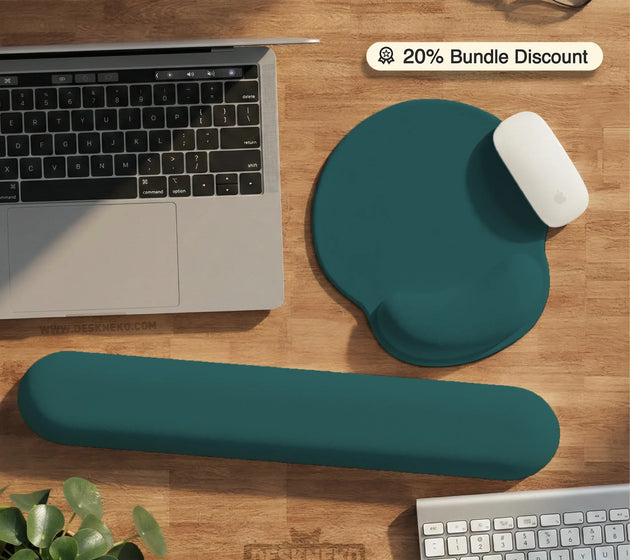 Ergonomic teal mousepad with wrist rest for office and gaming