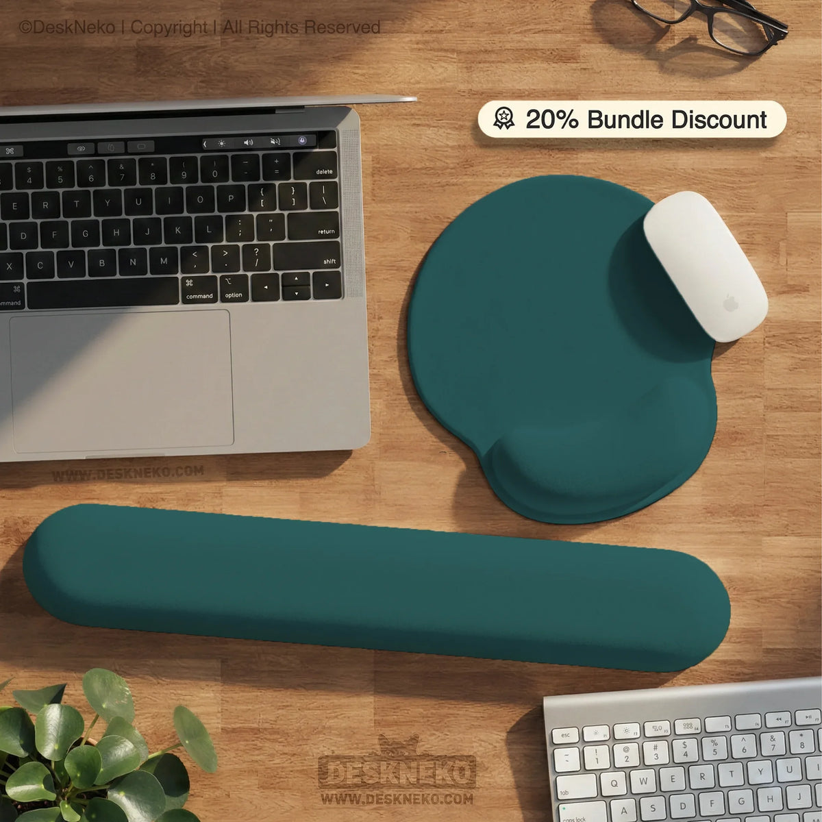 Ergonomic teal mousepad with wrist rest for office and gaming