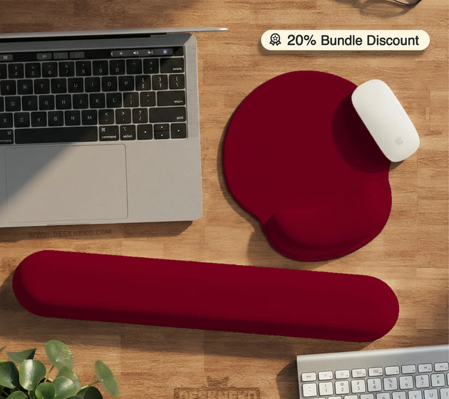 Burgundy ergonomic mousepad with wrist rest for office and gaming
