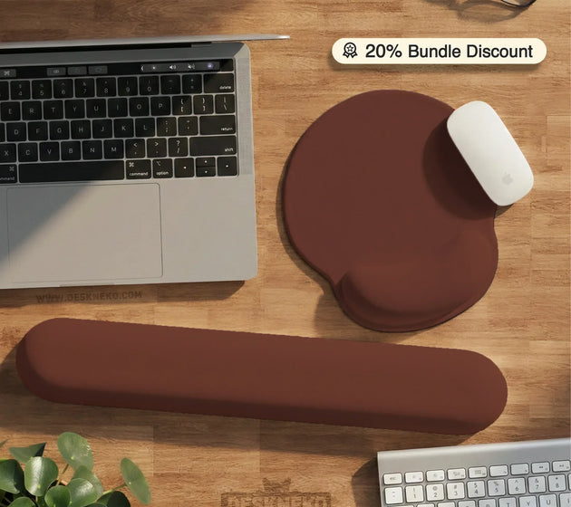 Ergonomic mahogany mousepad with wrist rest for office and gaming