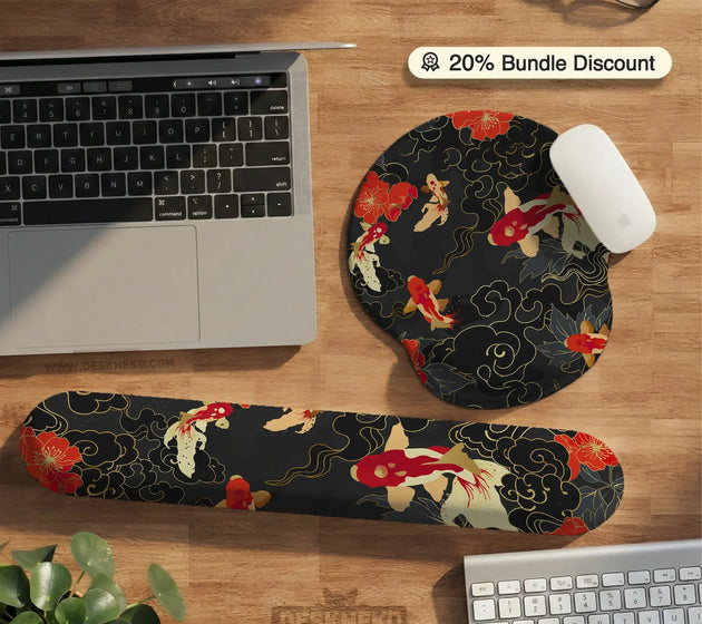 Koi Fish Ergonomic Mousepad Set - Deskneko