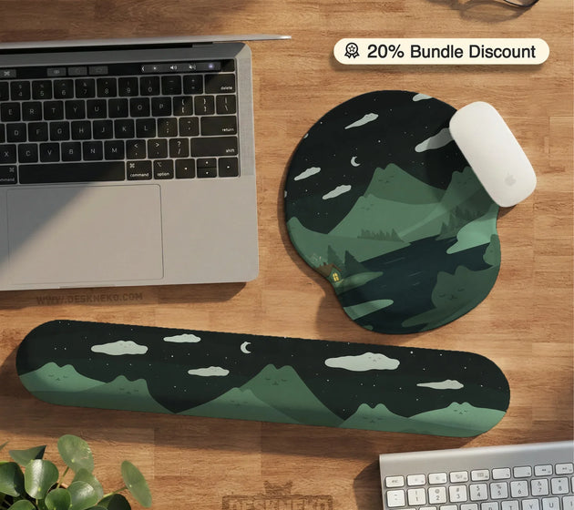 Ergonomic mountain mousepad and keyboard wrist rest