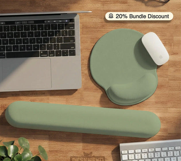 Sage green ergonomic mousepad with wrist support for desk