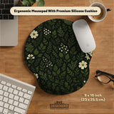 Botanical ergonomic mousepad with wrist rest for cozy desk setup