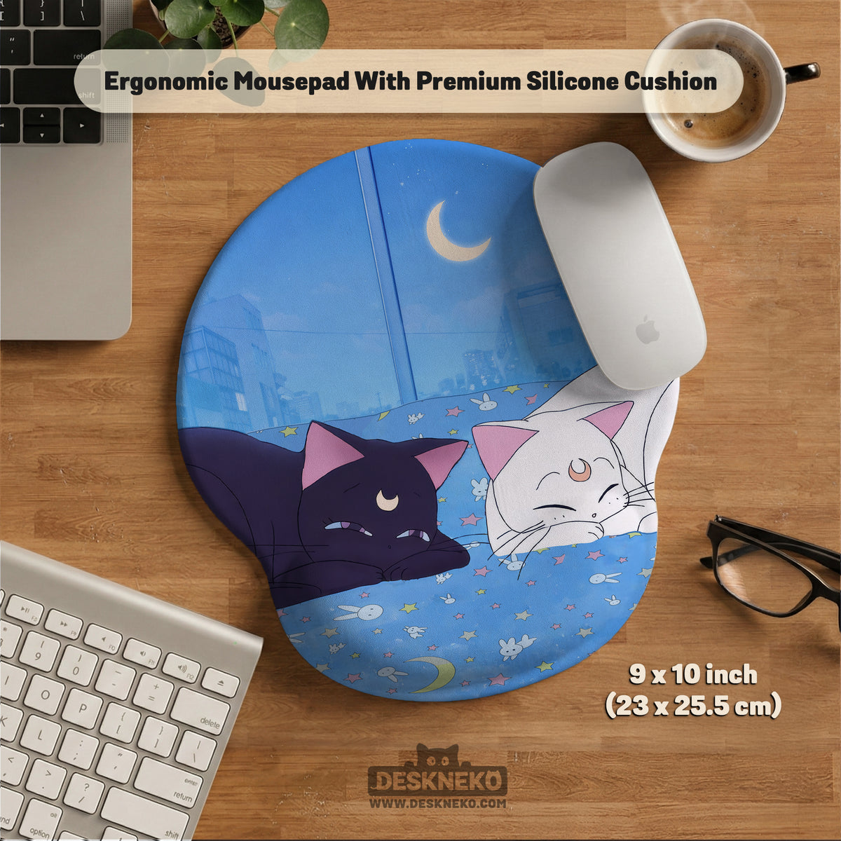 Blue anime aesthetic desk mat mousepad