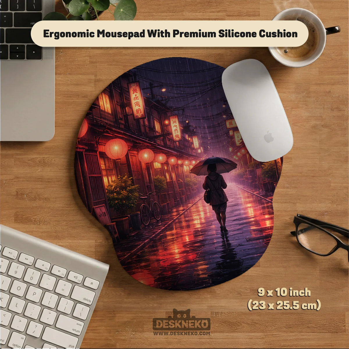 Lofi anime desk mat XXL extended japanese rainy street