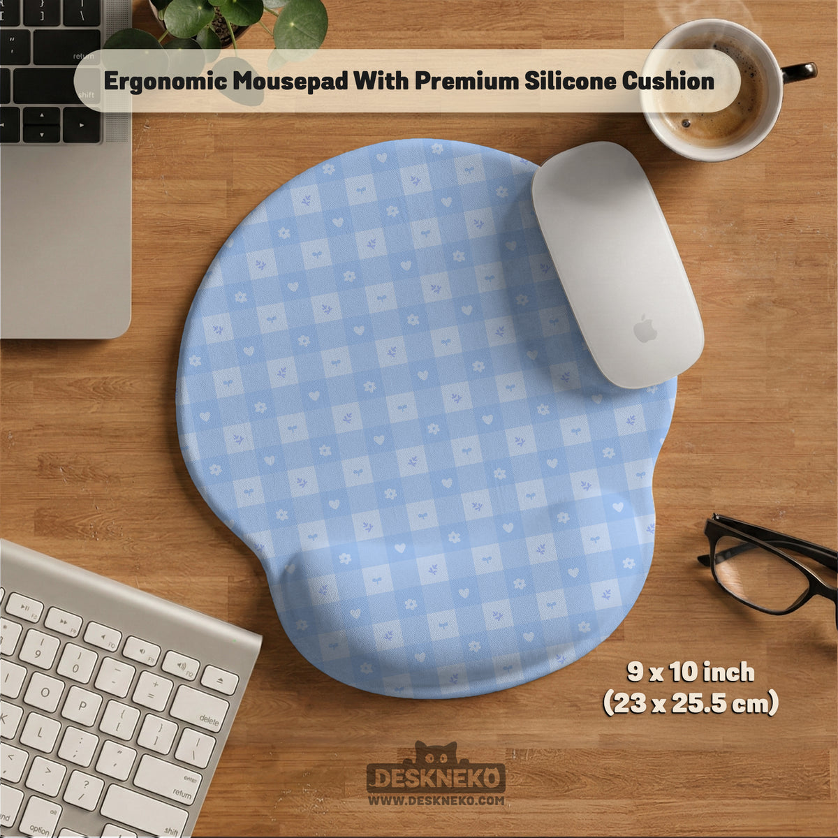 Blue gingham desk mat