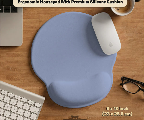 Soft Blue Ergonomic Mousepad with Wrist Rest for Desk Setup - Deskneko