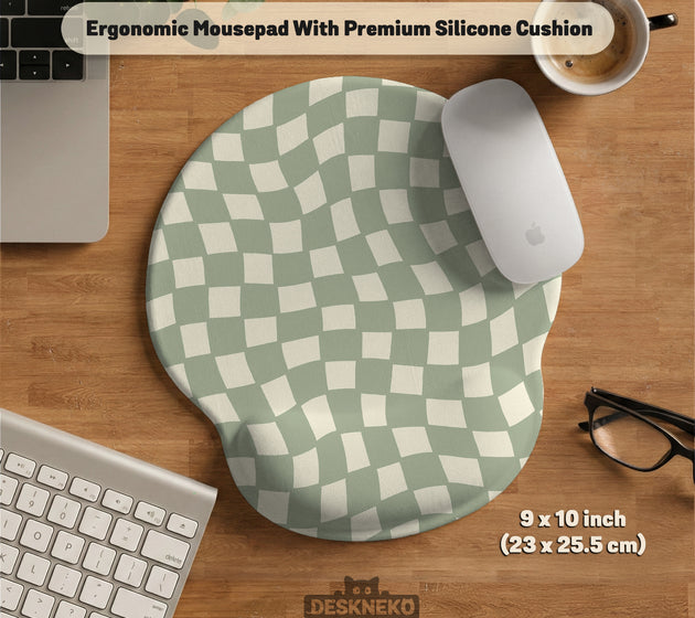 Sage checkered ergonomic wrist rest