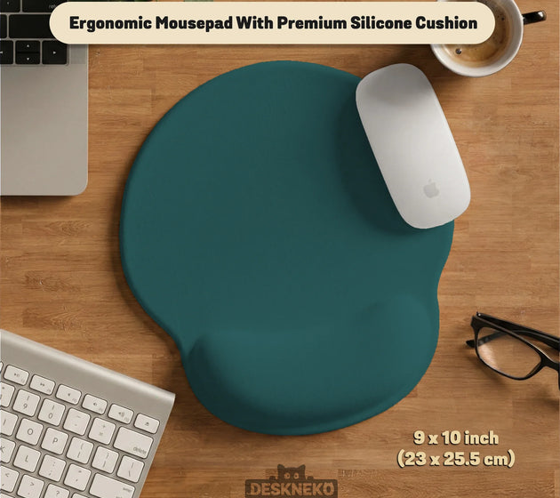 Ergonomic teal mousepad with wrist rest for office and gaming