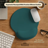 Ergonomic teal mousepad with wrist rest for office and gaming