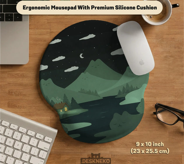 Ergonomic mountain mousepad and keyboard wrist rest