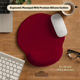 Burgundy ergonomic mousepad with wrist rest for office and gaming