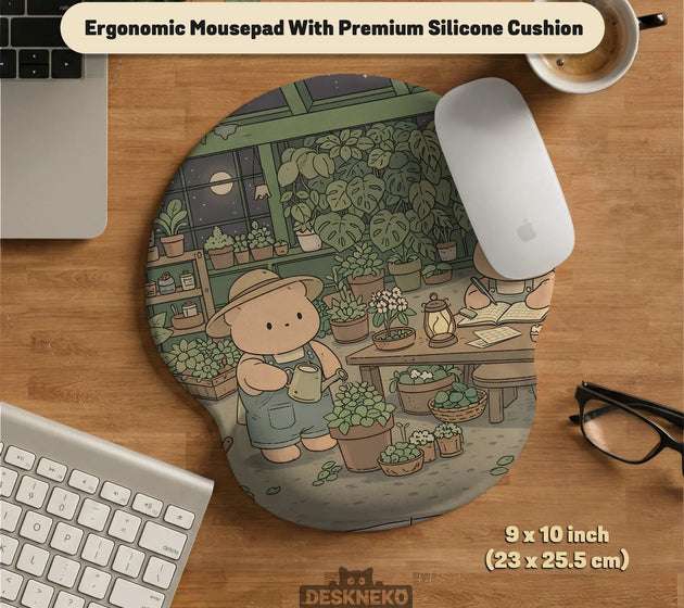 Kawaii bear ergonomic mousepad and keyboard wrist rest desk support