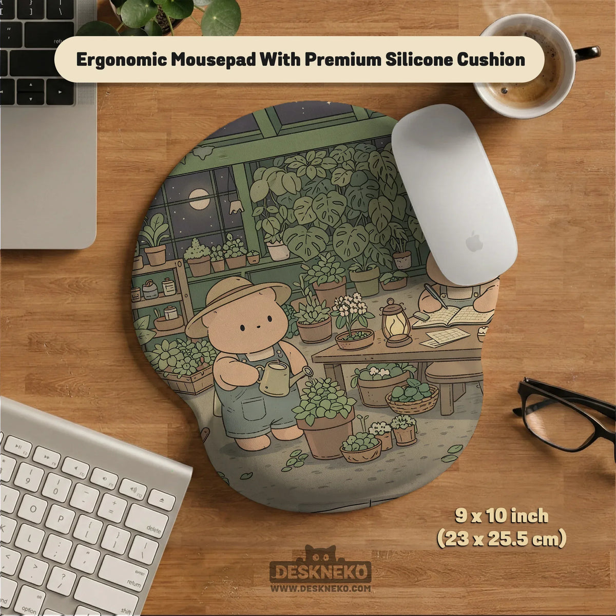 Kawaii bear ergonomic mousepad and keyboard wrist rest desk support