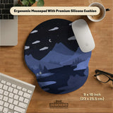 Navy blue mousepad wrist rest with cat shaped hills