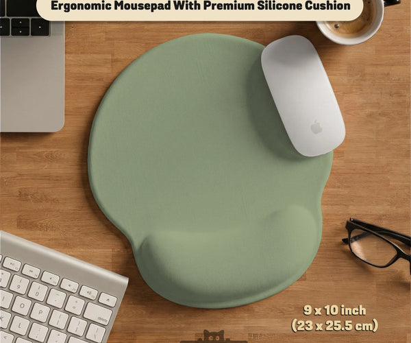 Sage Green Ergonomic Mousepad with Wrist Support for Desk - Deskneko
