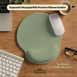 Sage green ergonomic mousepad with wrist support for desk