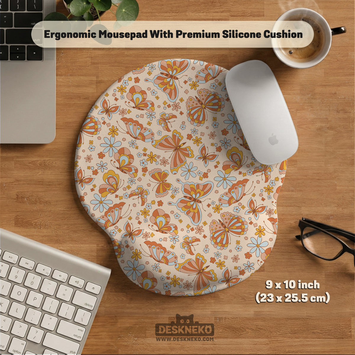 Retro butterfly mousepad wrist rest