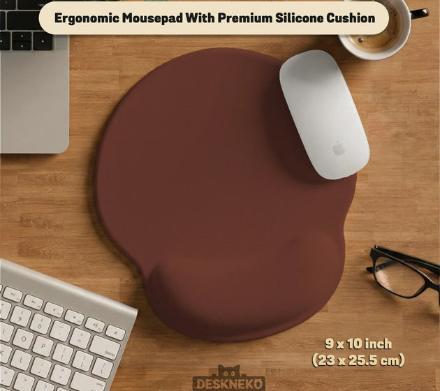 Ergonomic mahogany mousepad with wrist rest for office and gaming