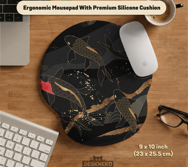 Koi fish art ergonomic mousepad & wrist rest