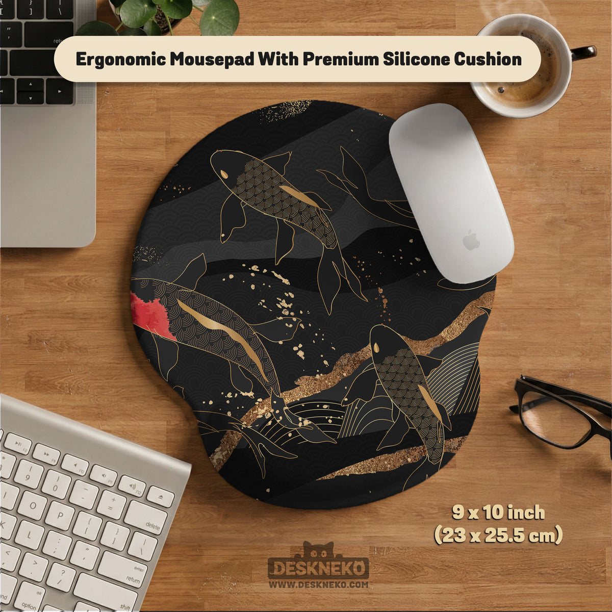 Koi fish art ergonomic mousepad & wrist rest
