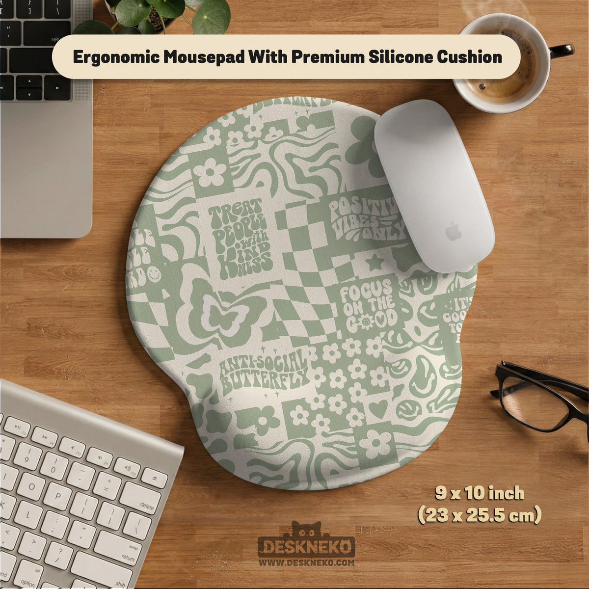 Positive affirmations ergonomic mouse & wrist rest