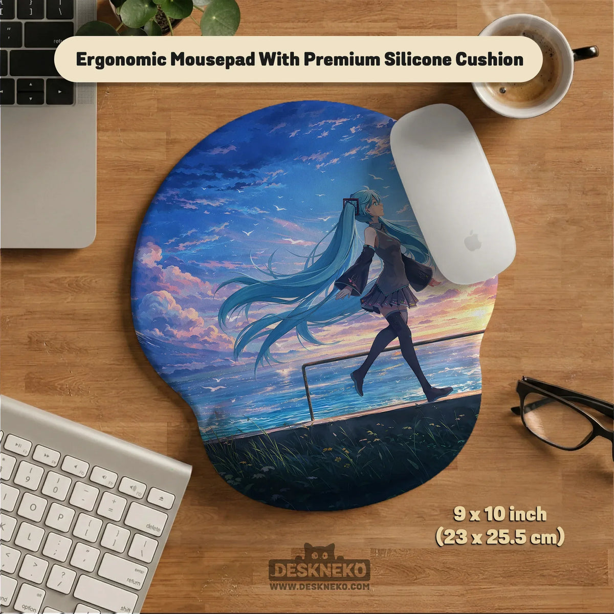 Anime girl landscape gaming desk mat mousepad