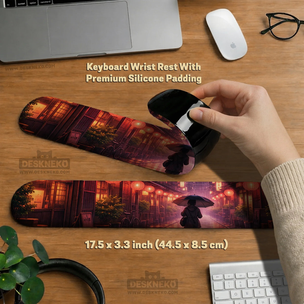 Lofi anime desk mat XXL extended japanese rainy street