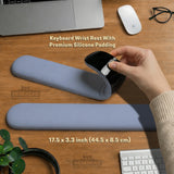 Soft blue ergonomic mousepad with wrist rest for desk setup